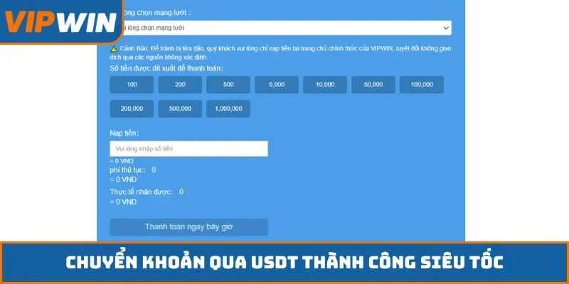 Chuyển khoản qua USDT thành công siêu tốc