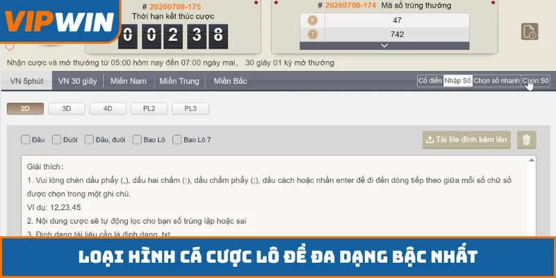 Loại hình cá cược lô đề đa dạng bậc nhất